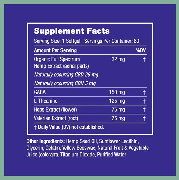 Ingredientes MDsleep + Hemp Sleep Supplement Ingredients